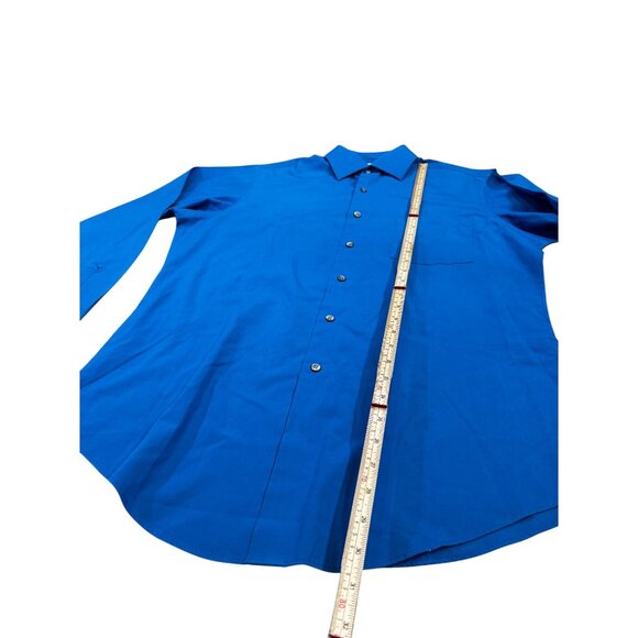 Van Heusen Mens Fitted Wrinkle-Free Blue Dress Shirt 15-15 1/2 M - Picture 10 of 10